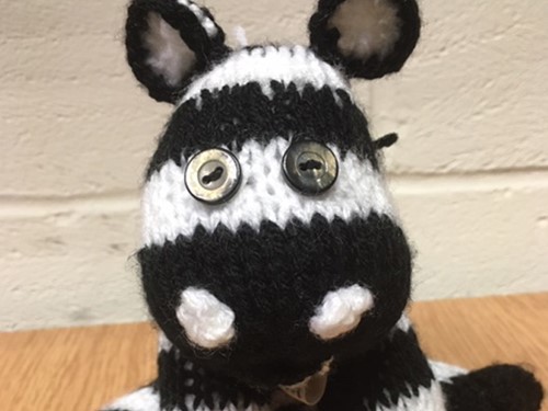 Zebra knitted soft toy